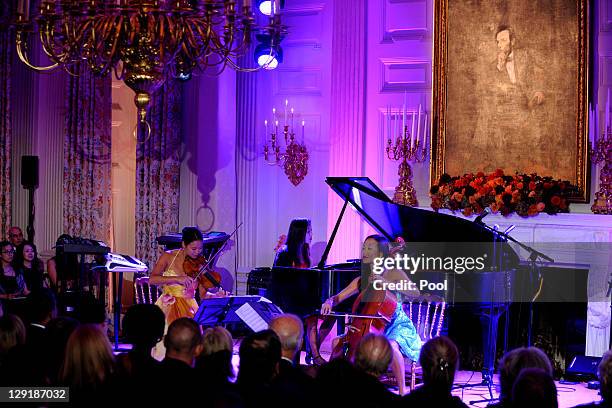 The Ahn Trio performs after a State Dinner hosted by U.S. President Barack Obama in honor of South Korean President Lee Myung-bak in the State Dining...