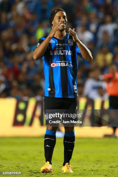 Ronaldinho of Queretaro reacts during the final match of the 2015 Clausura Tournament between Queretaro against Santos at the La Corregidora Stadium...
