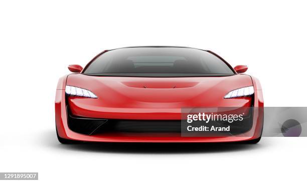 red sportscar front view isolated on white - car white background stock pictures, royalty-free photos & images