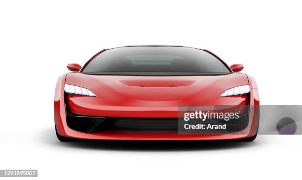 red sportscar front view isolated on white - white audi stock pictures, royalty-free photos & images