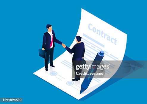 兩位客商握手達成協定並成功簽訂合同,企業合作理念 兩位客商握手達成協定並成功簽訂合同,企業合作理念