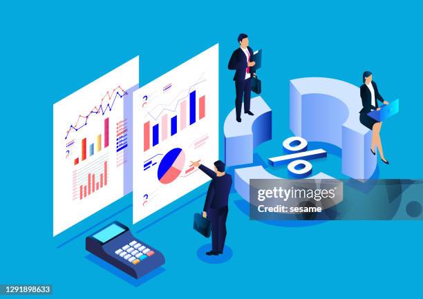 business financial data analysis and statistics, data management and consulting, marketing expert team - businessman using digital tablet stock illustrations