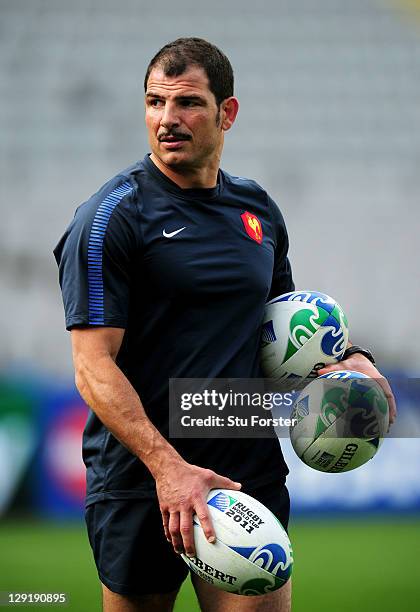 France's head coach Marc Lievremont looks on during a France IRB Rugby World Cup 2011 captain's run at Eden Park on October 14, 2011 in Auckland, New...