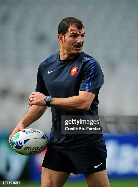 France's head coach Marc Lievremont looks on during a France IRB Rugby World Cup 2011 captain's run at Eden Park on October 14, 2011 in Auckland, New...