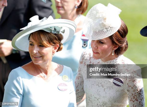 Carole Middleton and Catherine, Duchess of Cambridge attend day 1 of Royal Ascot at Ascot Racecourse on June 20, 2017 in Ascot, England.