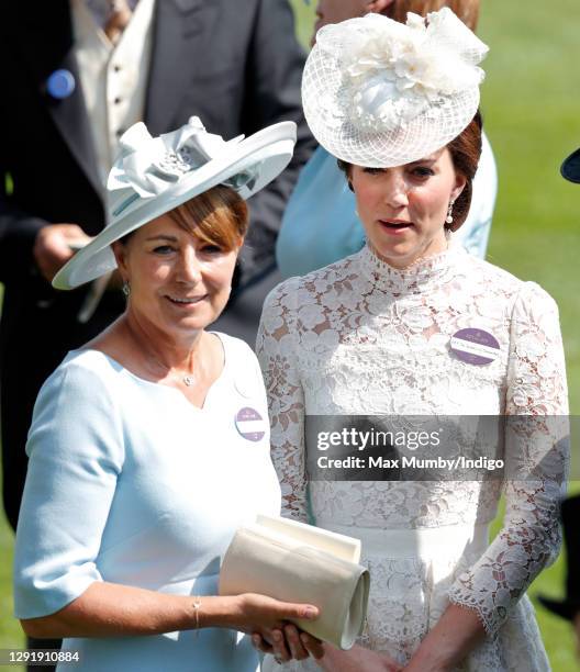 Carole Middleton and Catherine, Duchess of Cambridge attend day 1 of Royal Ascot at Ascot Racecourse on June 20, 2017 in Ascot, England.