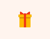 Gift box vector icon. Isolated birthday present box flat, colored illustration symbol - Vector