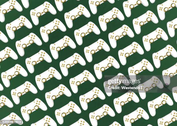 pattern of white and gold colored video game consoles - game controller top view stock illustrations