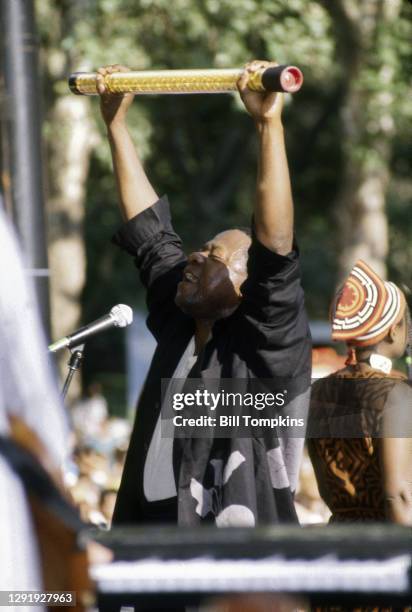 July 8: Papa Wemba performing at the Central Park Summerstage Concert Series on July 8th, 1995in New York City.