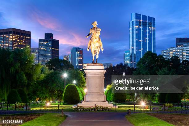 george washington statue, boston public garden, boston, massachusetts, america - boston public garden stock pictures, royalty-free photos & images