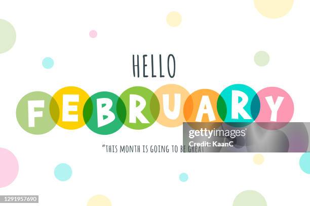 ilustraciones, imágenes clip art, dibujos animados e iconos de stock de hola ilustración de acciones de letras de febrero - febrero