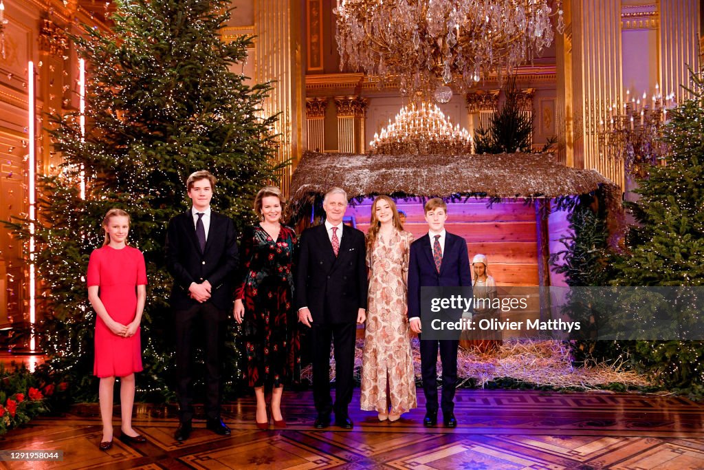 King Philippe Of Belgium, Queen Mathilde, Prince Emmanuel And Princess Eleonore Attend The Christmas Concert By The Scala Choir At the Royal Palace In Brussels