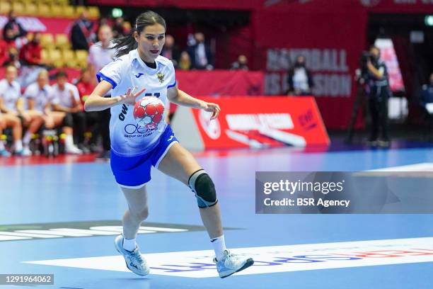 Ekaterina Ilina of Russia during the Women's EHF Euro 2020 match between Russia and The Netherlands at Jyske Bank Boxen on december 18, 2020 in...