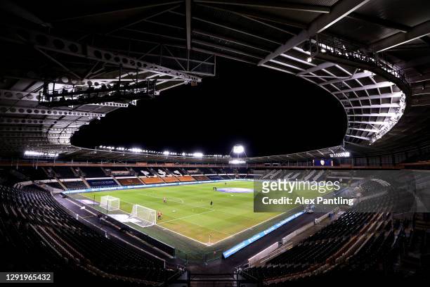 General view inside the stadium prior to the Sky Bet League One match between Hull City and Portsmouth at KCOM Stadium on December 18, 2020 in Hull,...