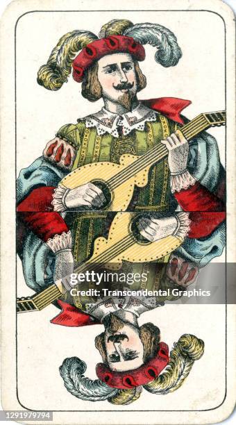 View of a 'Joker' from a deck of playing cards , Austria, 1865.
