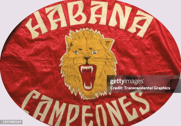 Souvenir wall hanging for a Habana Baseball Club, made of applique silk and cloth, Cuba, circa 1940.