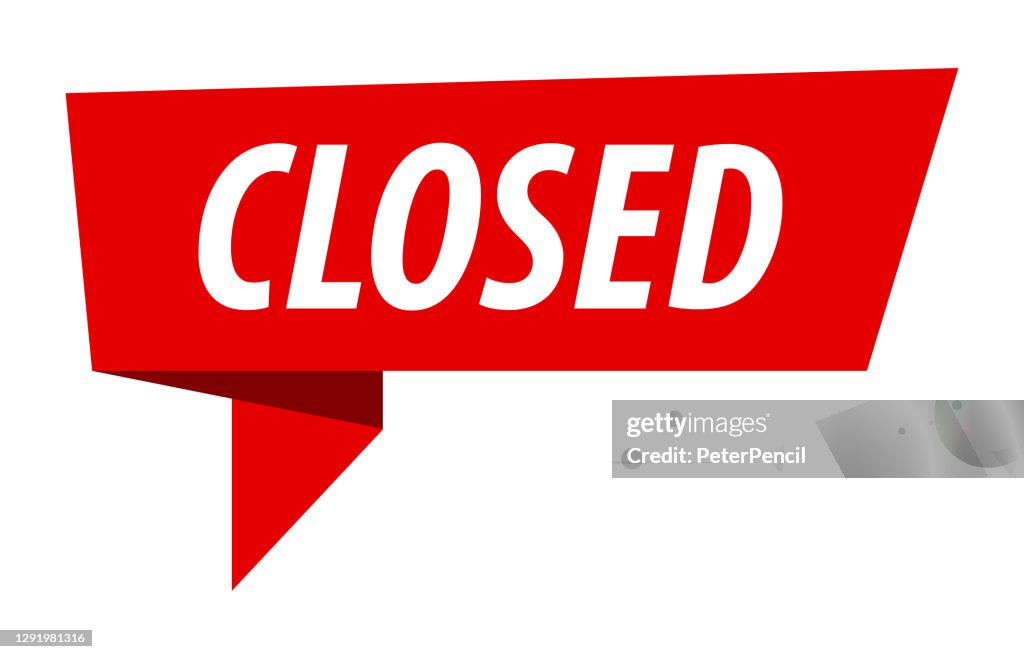 Window Closed Banner Closed Banner Speech Bubble Label Ribbon Template Vector Stock ...