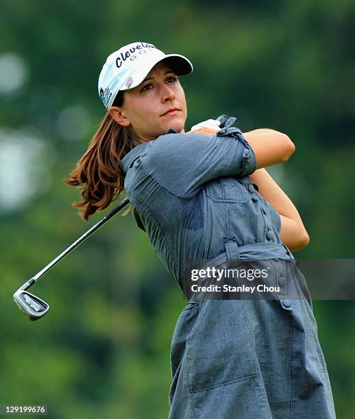 Paige Mackenzie of USA plays her 2nd shot on the 9th hole during day two of the Sime Darby LPGA 2011 at Kuala Lumpur Golf & Country Club on October...