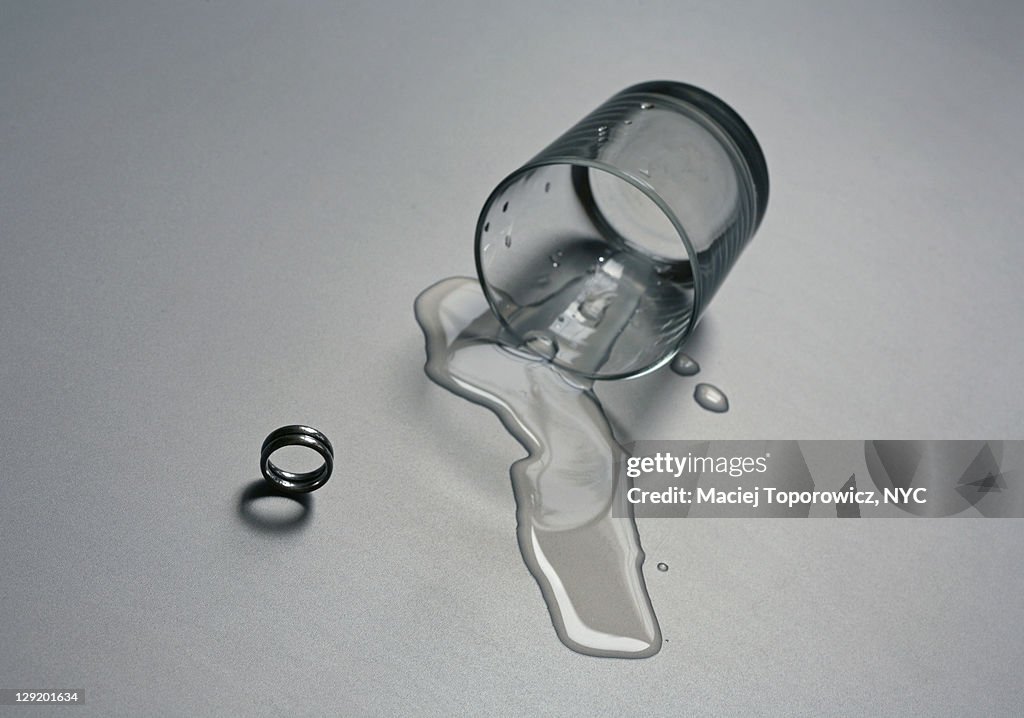 Water spilled from glass
