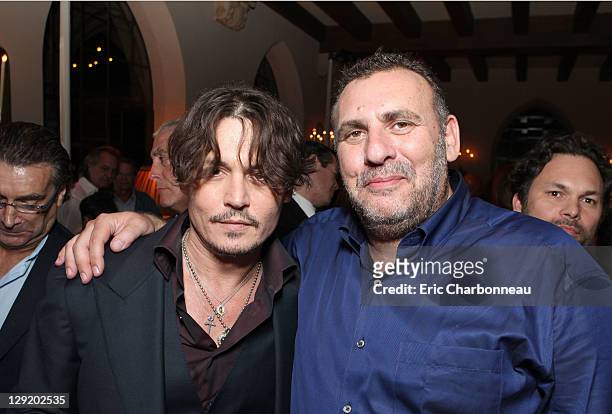 Johnny Depp and Producer Graham King attend FilmDistrict's "The Rum Diary" Premiere After Party, Hosted by Playboy and The Rums of Puerto Rico at the...