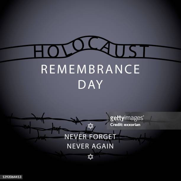 holocaust never again - holocaust remembrance day stock illustrations