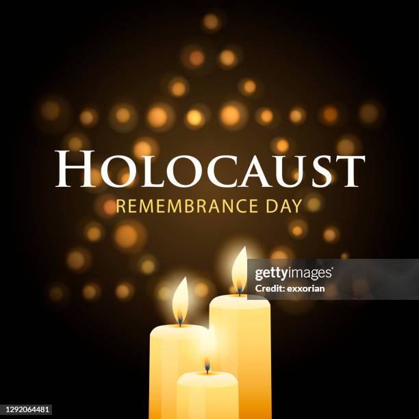 illustrazioni stock, clip art, cartoni animati e icone di tendenza di illuminazione della candela del giorno della memoria dell'olocausto - animale nocivo