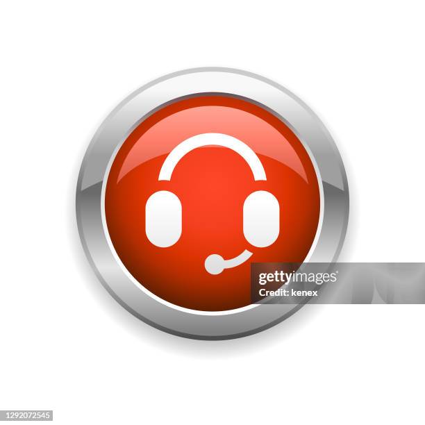 headset communication glossy icon - presenter studio stock illustrations