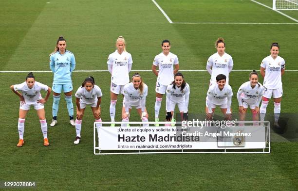 Players of of Real Madrid pose prior to the Primera Iberdrola match between Real Madrid and Atletico de Madrid at Ciudad Real Madrid on December 19,...
