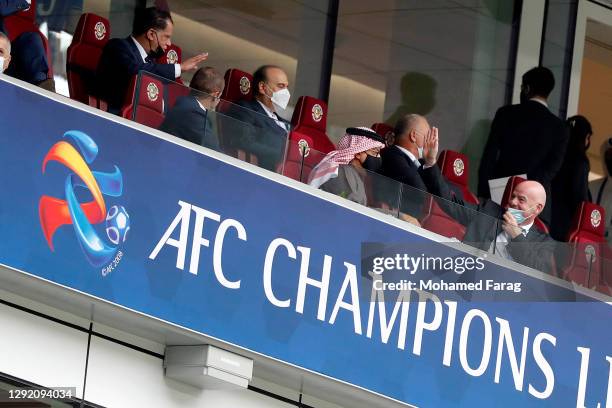 Asian Football Confederation president Salman bin Ibrahim Al Khalifa and FIFA president Gianni Infantino in the stands during the AFC Champions...