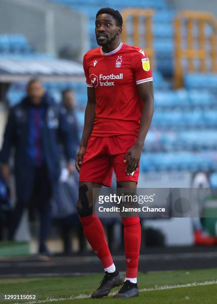 Sammy Ameobi of Nottingham Forest reacts during the Sky Bet Championship match between Millwall and Nottingham Forest at The Den on December 19, 2020...