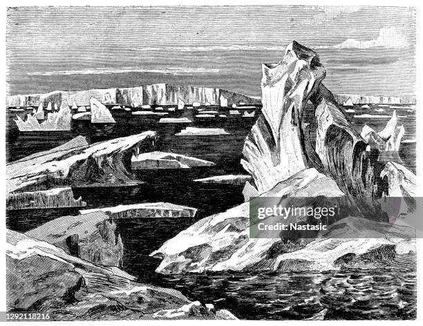 icebergs - floating rock stock illustrations