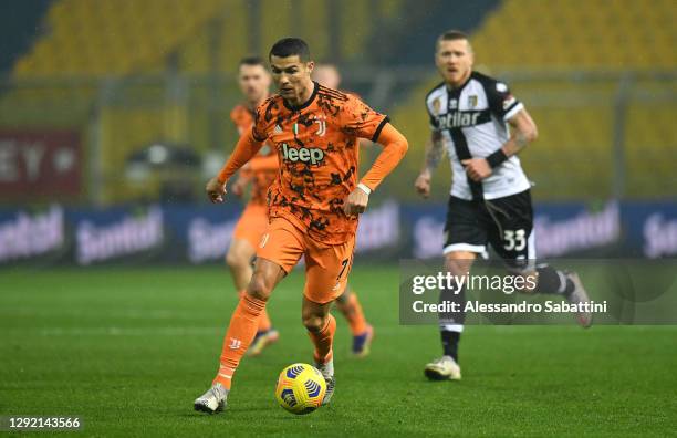 Cristiano Ronaldo of Juventus F.C. Runs with the ball during the Serie A match between Parma Calcio and Juventus at Stadio Ennio Tardini on December...