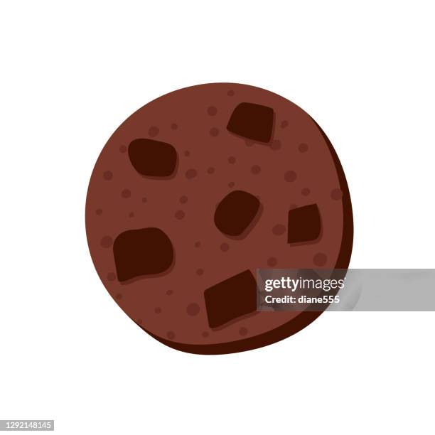 homemade cocoa chocolate chip cookie - chocolate flake stock illustrations