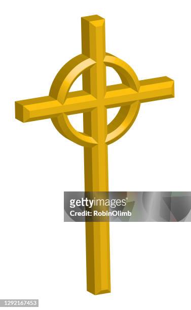 ilustrações, clipart, desenhos animados e ícones de cruz celta de ouro - cruz objeto religioso