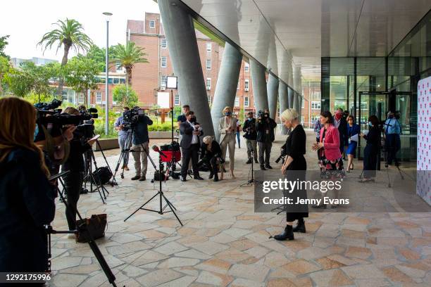 Premier Gladys Berejiklian arrives for a COVID-19 update press conference in St Leonards on December 20, 2020 in Sydney, Australia. Sydney's northern...