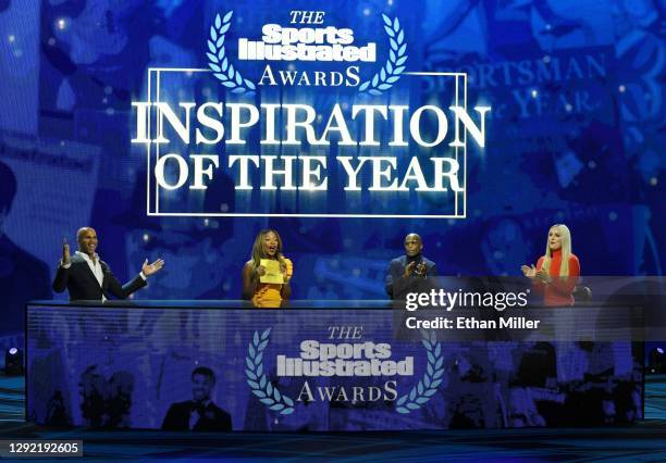 In this image released on December 19 hosts Richard Jefferson, Cari Champion, Chad "Ochocinco" Johnson and Lindsey Vonn announce WNBA player Maya...