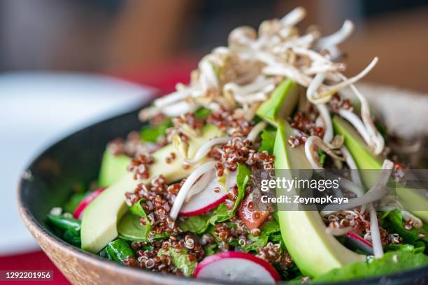 traditional avocado salad with quinoa - tabbouleh stock pictures, royalty-free photos & images