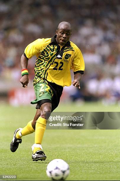 Paul Hall of Jamaica on the ball during the World Cup group H game against Japan at the Stade Gerland in Lyon, France. Jamaica won 2-1. \ Mandatory...