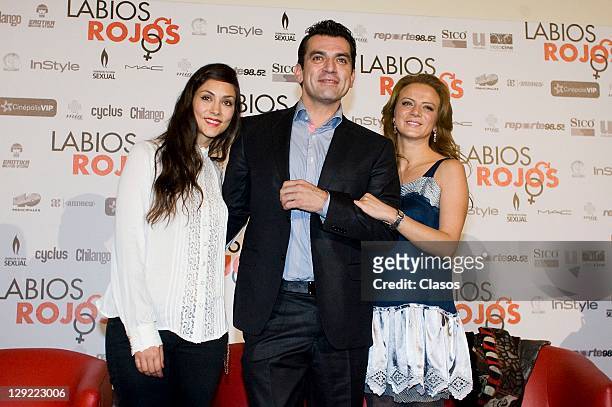 Diana Garcia, Jorge Salinas, Silvia Navarro during the press conference to present the movie Labios Rojos in Cinepolis Plaza Universidad on 04...