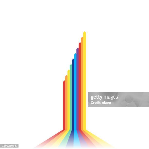 3d bar graph showing progress - rainbow and growth stock illustrations