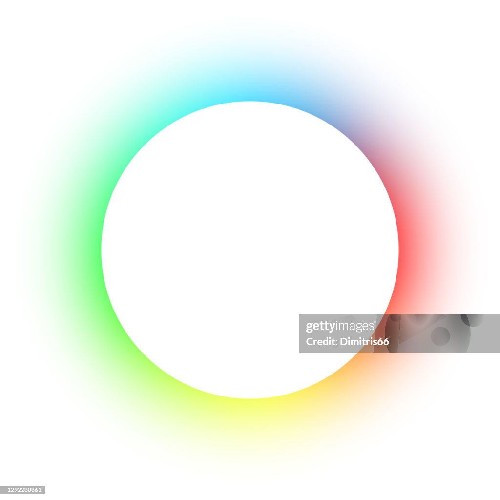 Empty circular space - spectrum circle on white background with copy space