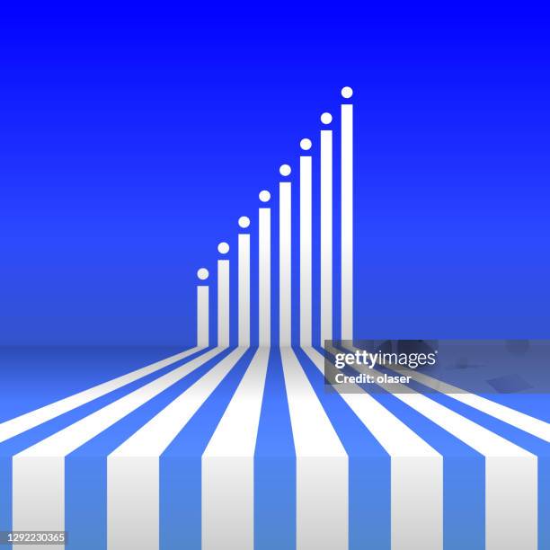3d bar graph showing progress, on wall - projection wall stock illustrations