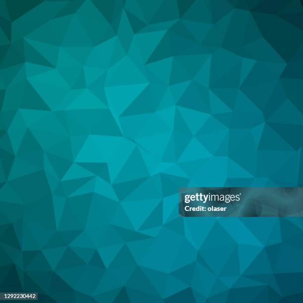 low poly large triangles turquoise-green surface with vignetting and some luminance variation - teal stock illustrations