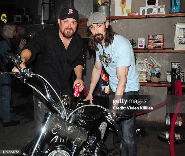 Troy Duffy and Paul Alessi attend "The Boondock Saints" Bike Benefit at Tuff Sissy & Co on October 13, 2011 in Los Angeles, California.