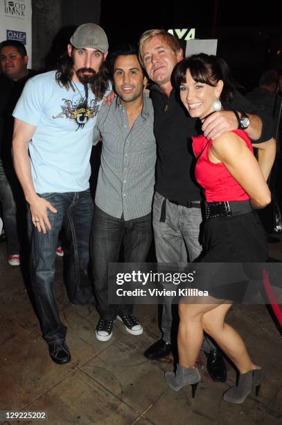 Paul Alessi, Daniel DeSanto, Brian Mahoney and Amie Barsky attend "The Boondock Saints" Bike Benefit at Tuff Sissy & Co on October 13, 2011 in Los...