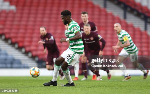 Odsonne Edouard of Celtic scores their sides second goal from the penalty spot during the William Hill Scottish Cup final match between Celtic and...