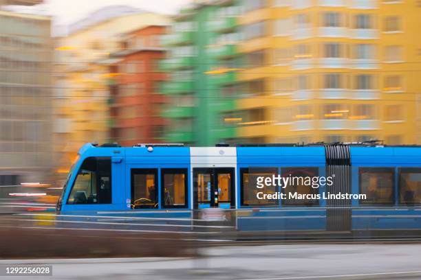 spårvagn i rörelse i stockholm - stockholm bildbanksfoton och bilder