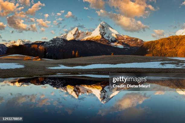 watzmann reflection - bavarian alps stock pictures, royalty-free photos & images