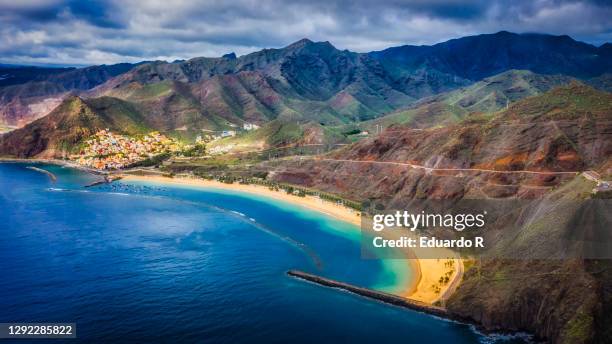 beach and mountain landscape - tenerife sea stock pictures, royalty-free photos & images