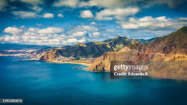 beach and mountain landscape - santa cruz de tenerife city stock pictures, royalty-free photos & images